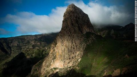 A view of the Roque de Agando in La Gomera, in Spain's Canary Islands.