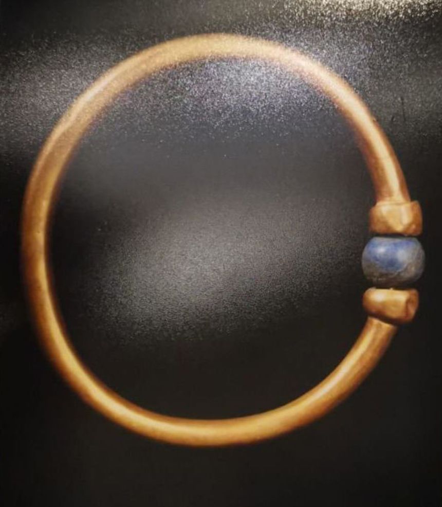 The gold bracelet, believed to be about 3,000 years old, has disappeared from the museum`s restoration laboratory.