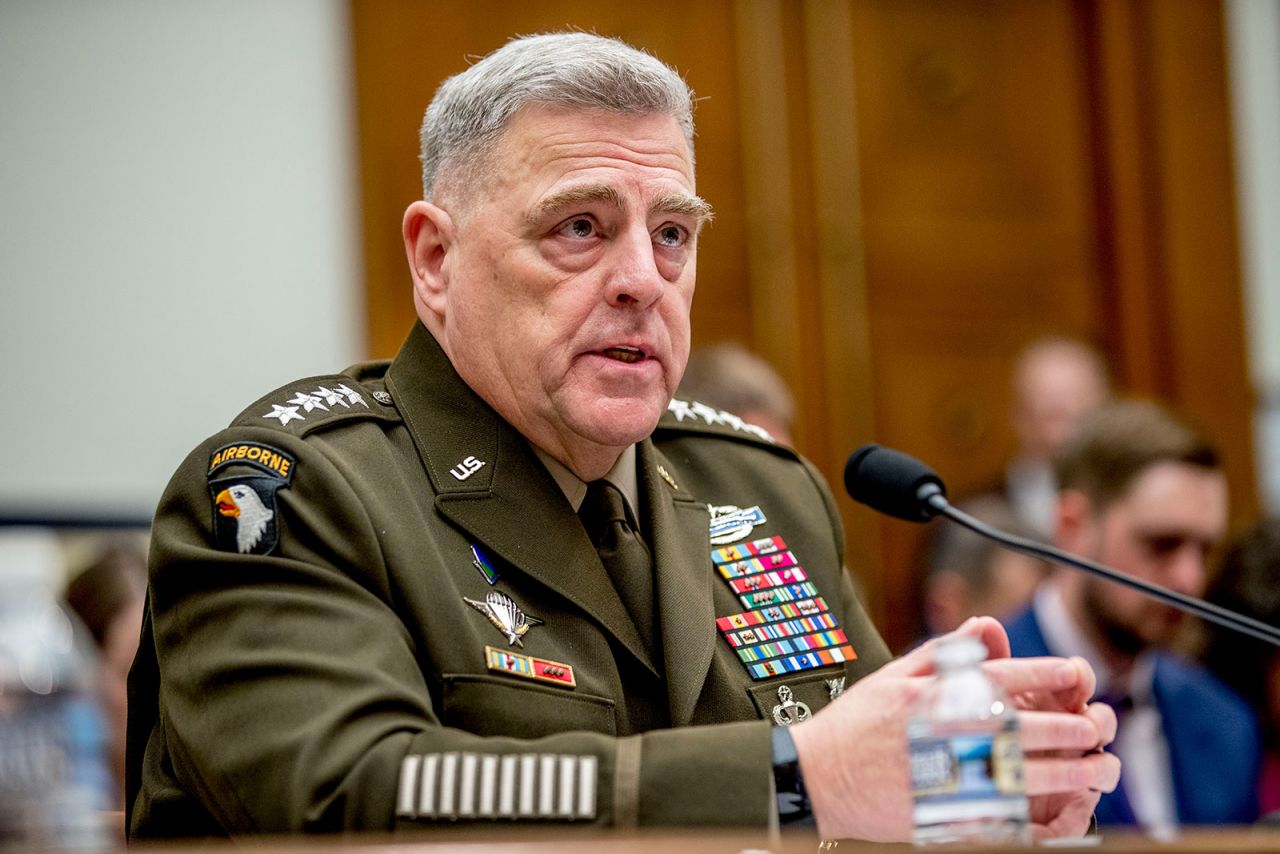 Joint Chiefs of Staff Chairman Gen. Mark Milley speaks at a House Armed Services Committee hearing on Capitol Hill in Washington on February 26.