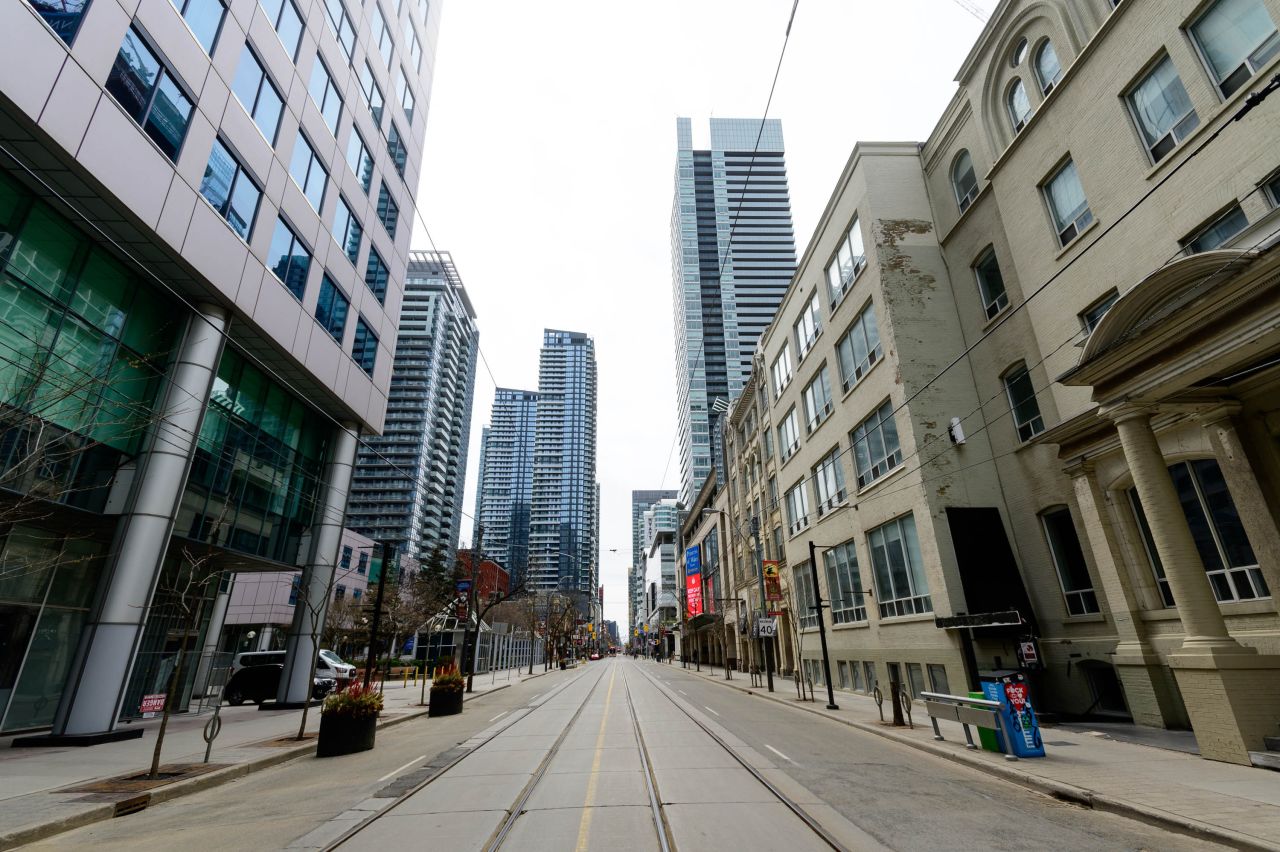 An empty street is seen in Toronto, Canada on April 23.