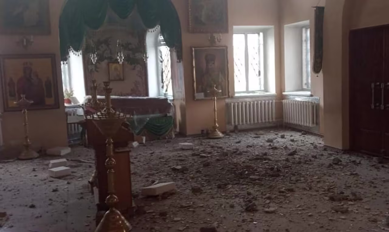 Photos shared by Serhii Haidai, the head of the Luhansk region military administration, show a damaged church in the eastern Ukrainian city of Severodonetsk. 