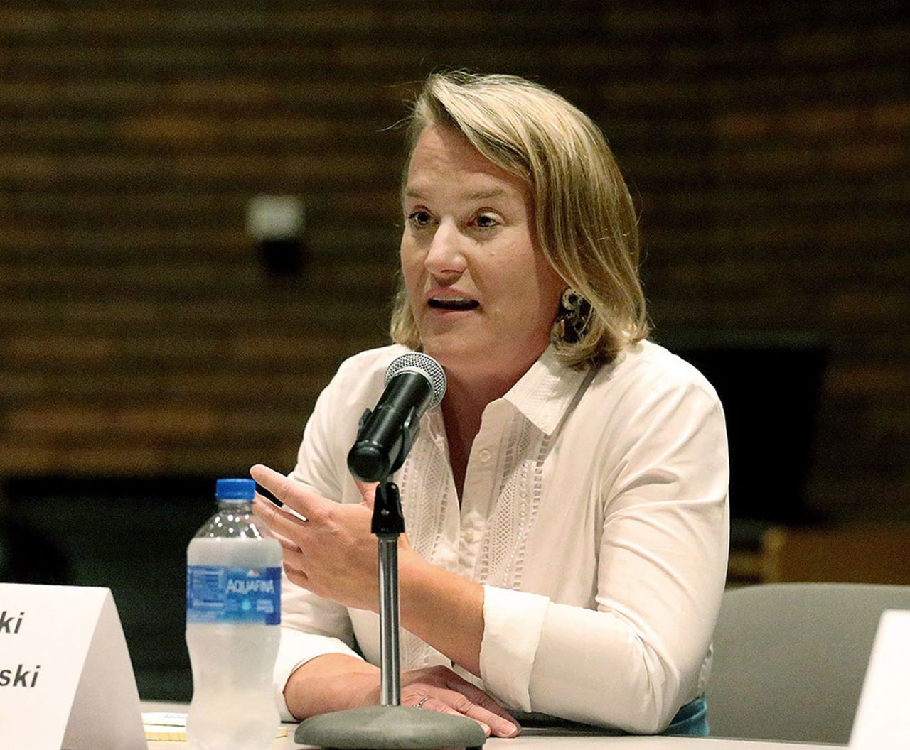 Budzinski speaks during a candidate forum in  June 7