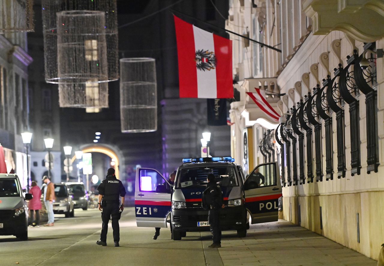 Armed police stand guard outside the Interior Ministry in Vienna following the shooting on November 2. 