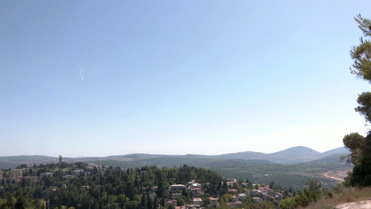 A rocket is seen in the sky above northern Israel on June 12.