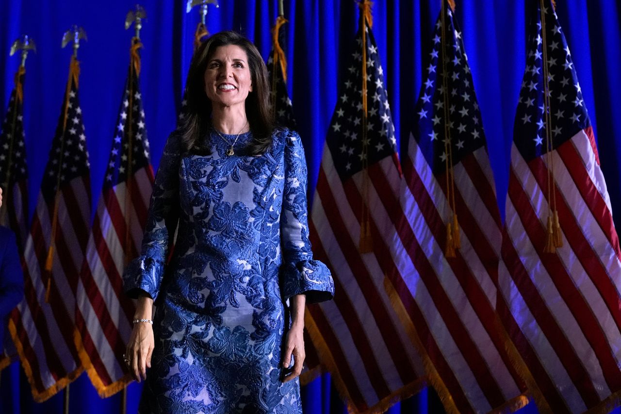 Republican presidential candidate Nikki Haley addresses supporters during a rally in Concord, New Hampshire, on January 23. 