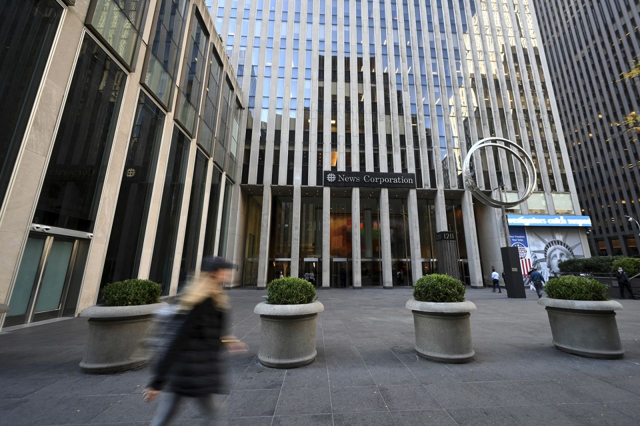 The News Corporation building in New York City, where Fox News headquarters and studios are located, seen in November 2022.