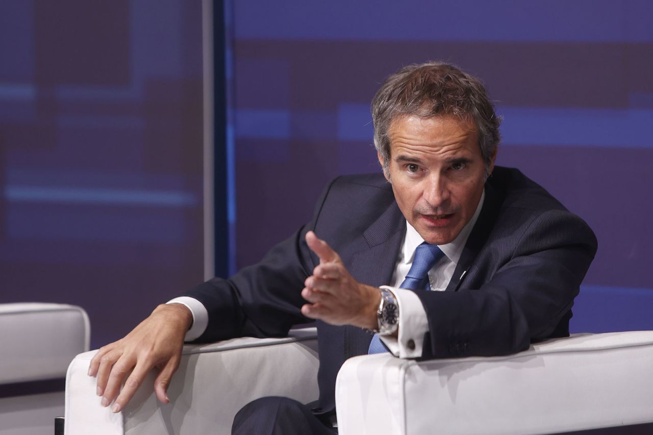 IAEA Director General Rafael Mariano Grossi speaks during the Mediterranean Dialogues forum in Rome on December 2. 