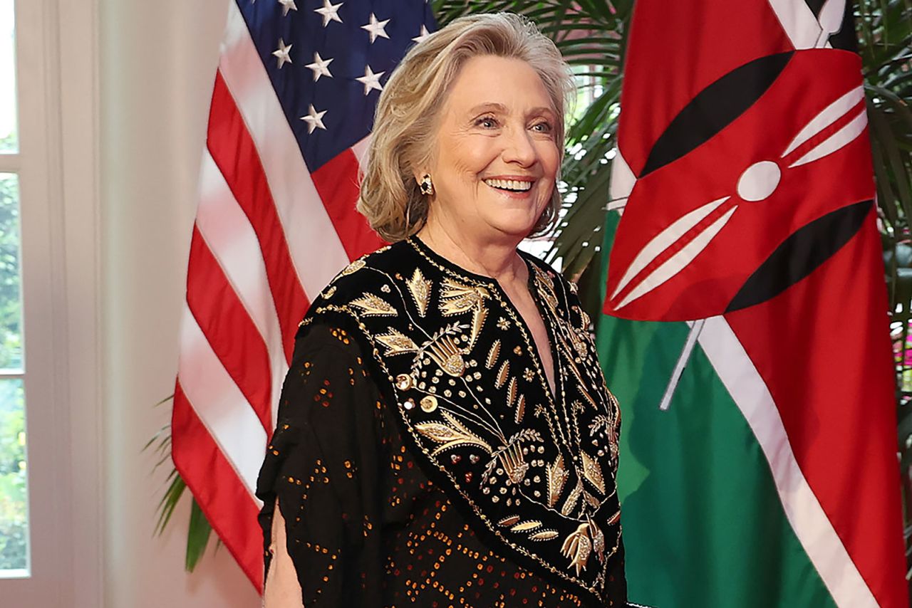 Hillary Clinton arrives for the State Dinner at the White House on May 23.