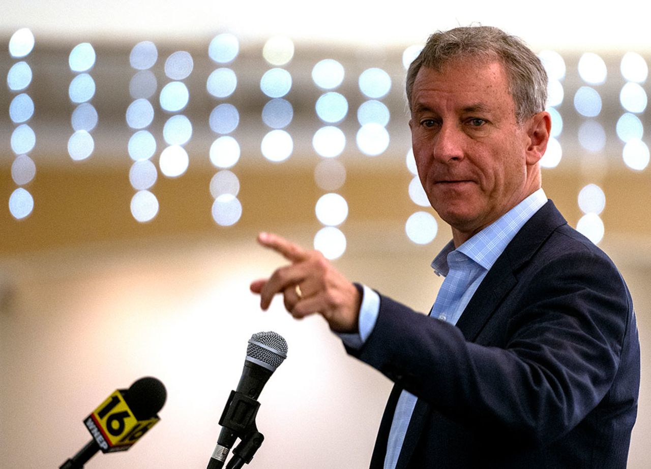 Cartwright speaks during a rally in Luzerne County, Pennsylvania in October.