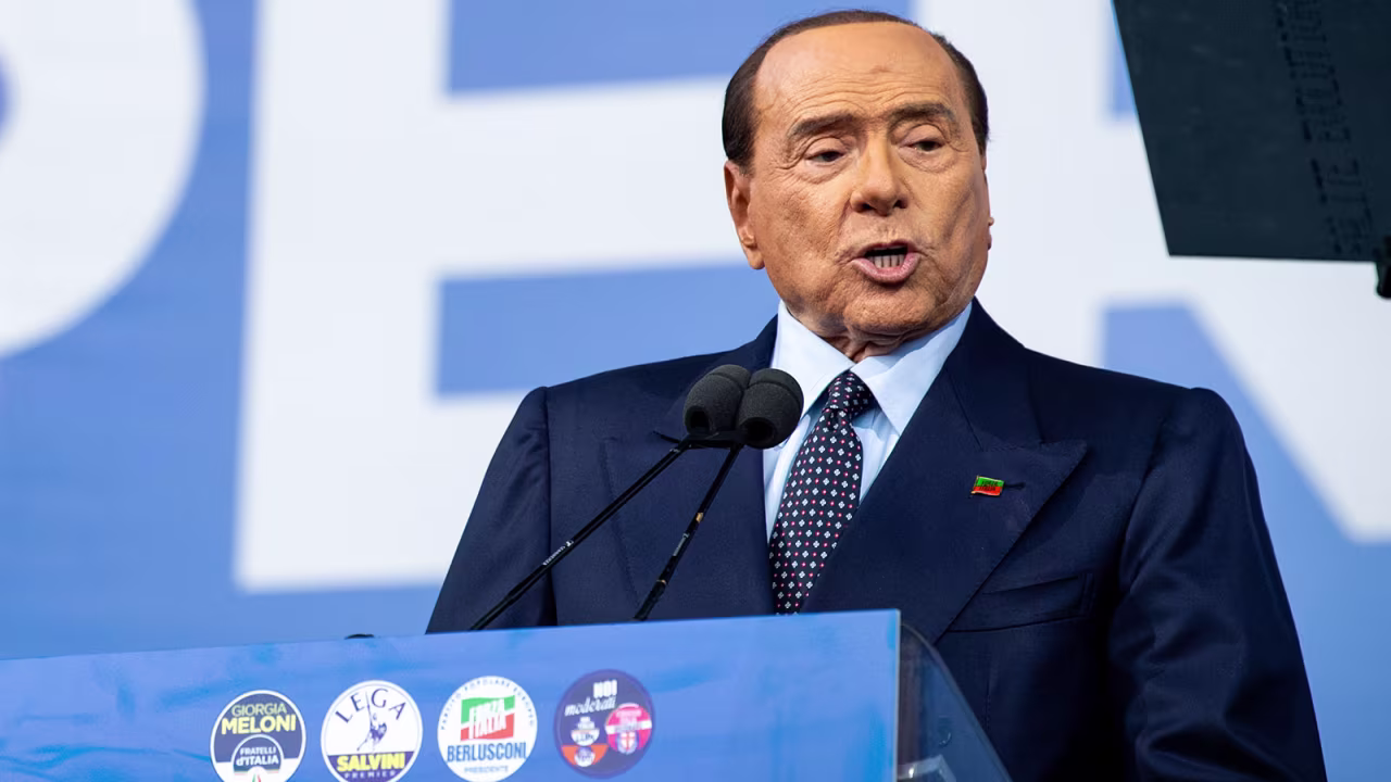 Former Italian leader Silvio Berlusconi speaks in Rome, Italy, on September 22. 