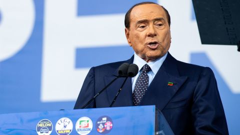 Former Italian leader Silvio Berlusconi speaks in Rome, Italy, on September 22.