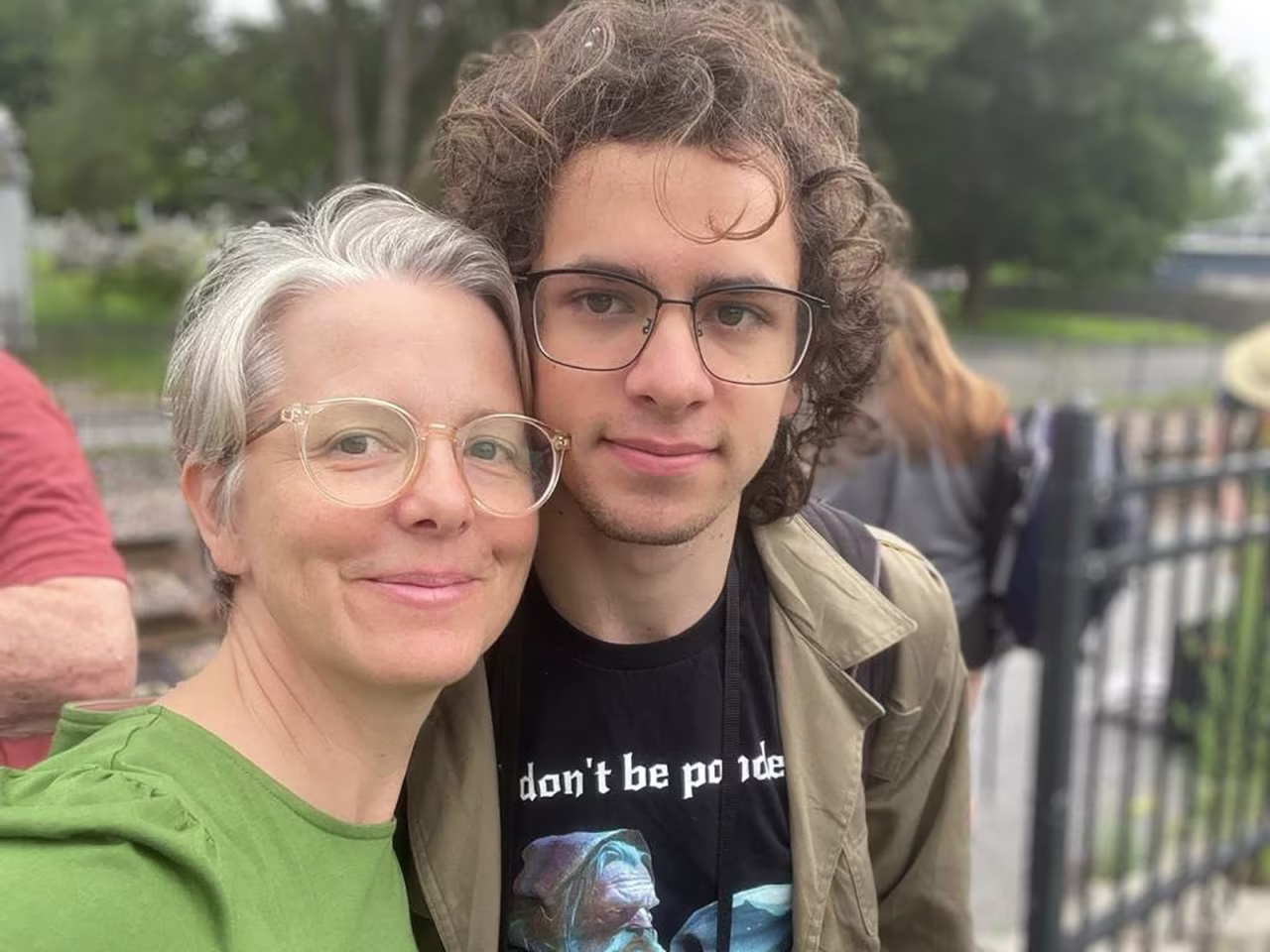 Photo of Hisham Awartani, one of three Palestinian students shot in VT, with his mother, Elizabeth Price.
