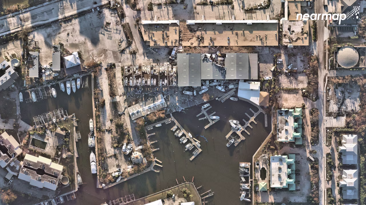 An aerial view of Fort Myers, Florida, after Hurricane Ian.