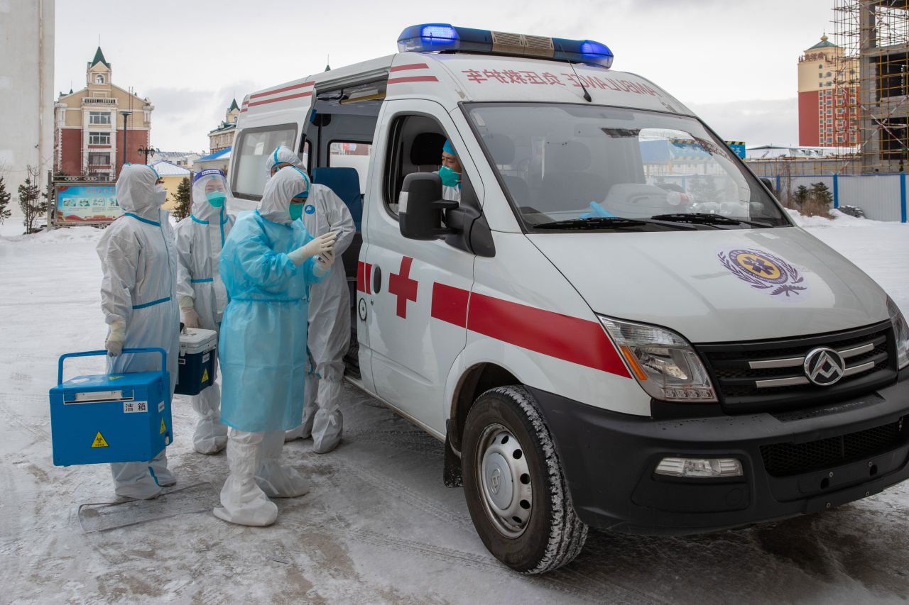 Medical staff prepare for Covid-19 tests on November 28 in Manzhouli, Inner Mongolia, an autonomous region of northeastern China.