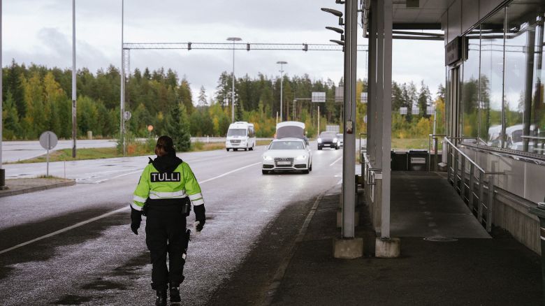 A customs official in Vaalimaa, Finland, on the border with Russia.