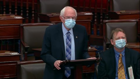 Sen. Bernie Sanders speaks on the Senate floor in Washington, DC, on December 29.