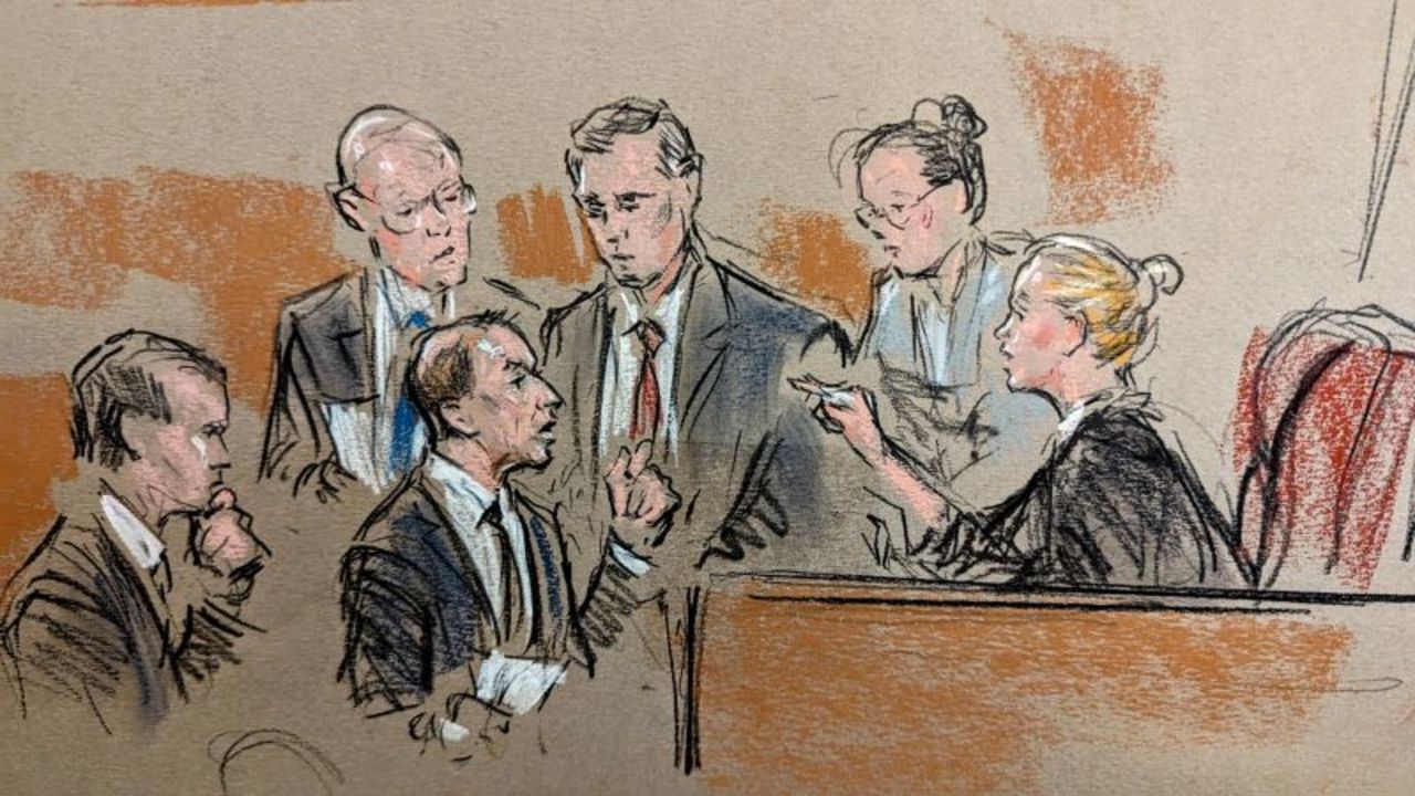 Judge Maryellen Noreika, right, speaks with lawyers involved with Hunter Biden's trial on Tuesday, June 4, in Wilmington, Delaware.