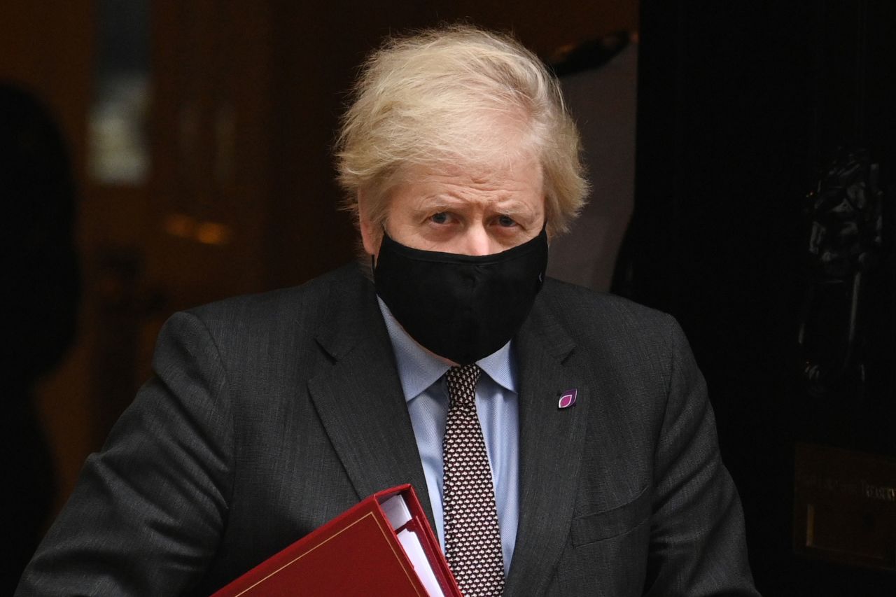 UK Prime Minister Boris Johnson leaves Downing Street in London on January 27.