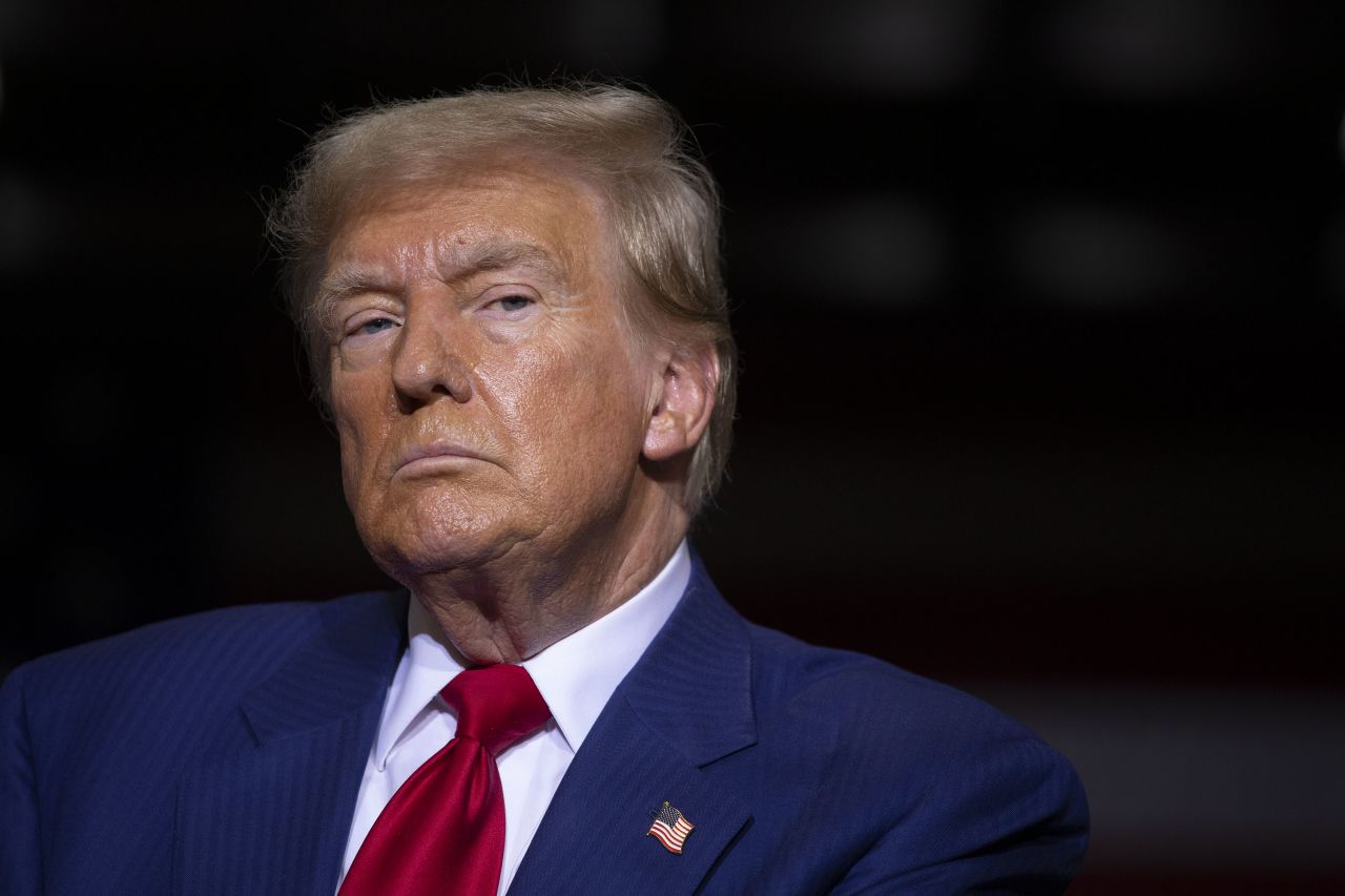 Former President Donald Trump attends a campaign event in Potterville, Michigan, on August 29.