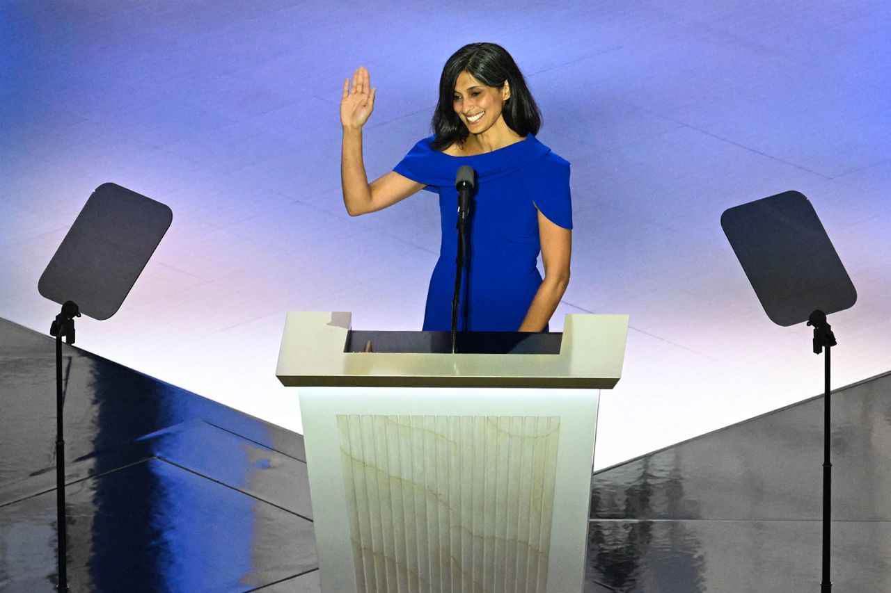 Usha Vance speaks during the third day of the Republican National Convention in Milwaukee on Wednesday, July 17.