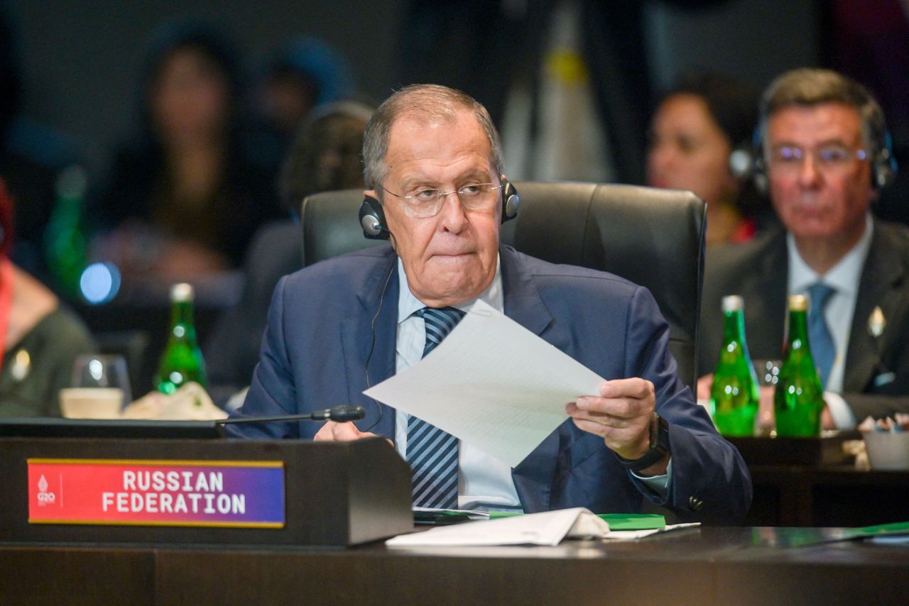 Russia's Foreign Minister Sergey Lavrov attends a working session on energy and food security during the G20 Summit in Nusa Dua on the Indonesian resort island of Bali on November 15.