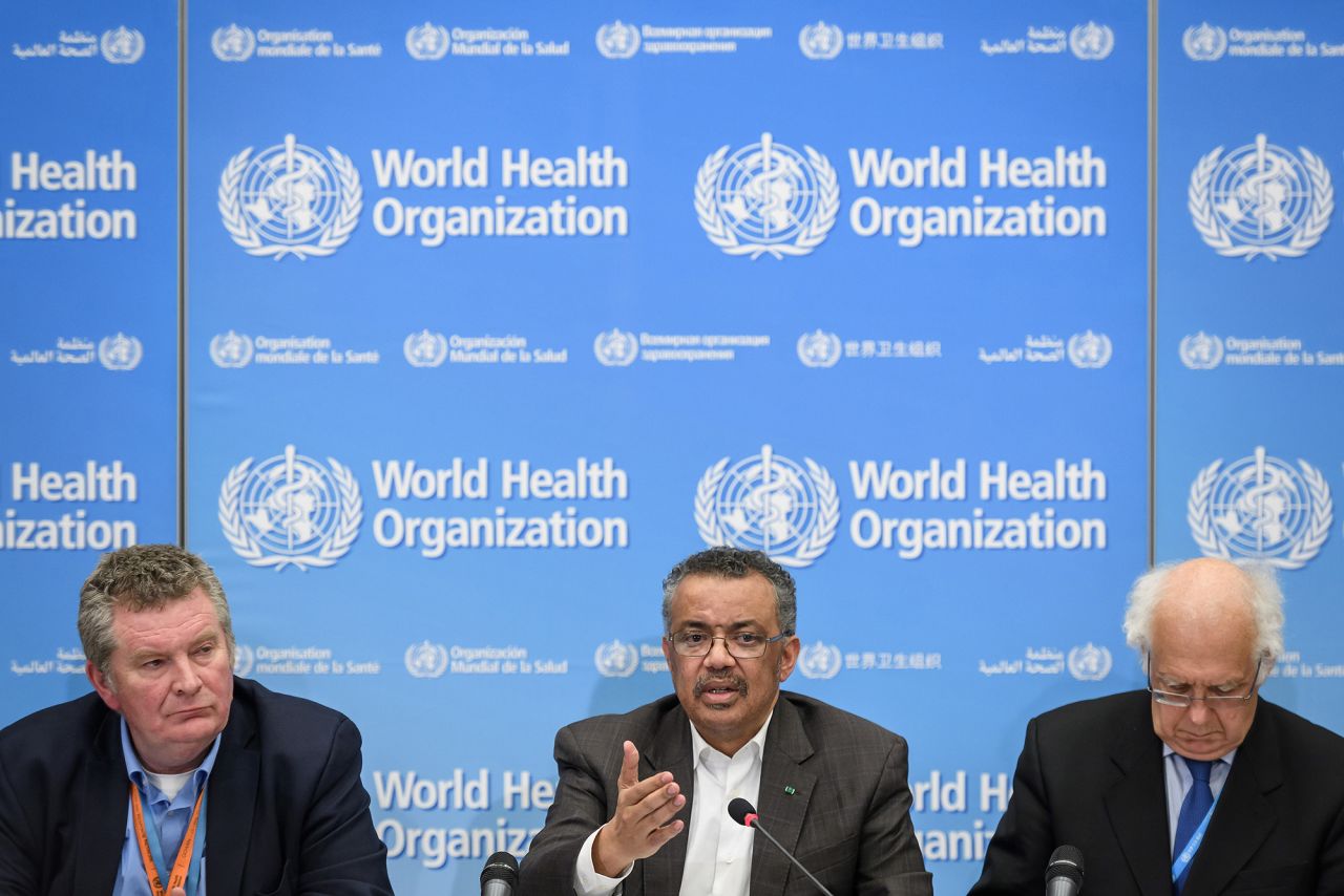 Officials from the World Health Organization discuss the coronavirus on January 30. 