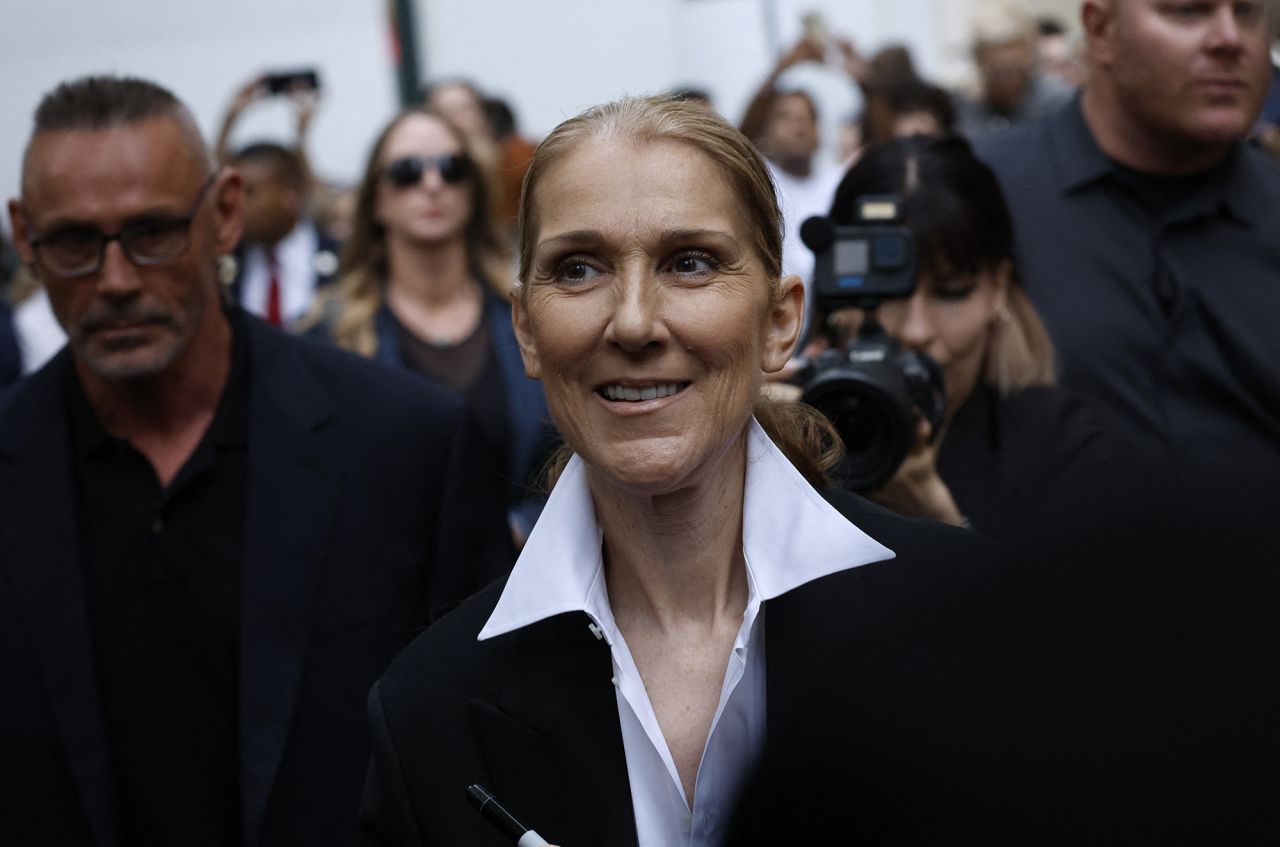 Singer Celine Dion outside of her hotel in Paris on July 23.