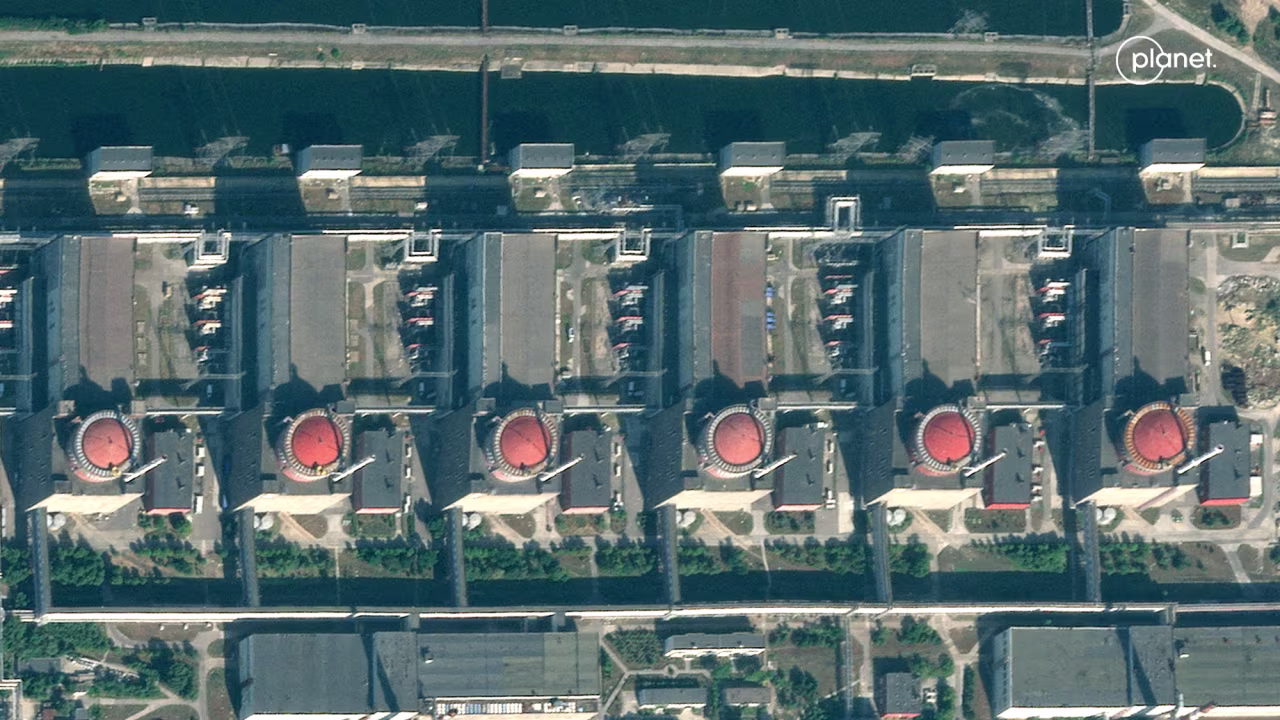 A view of the rooftop of Zaporizhzhia Nuclear Power Plant, in Enerhodar, Zaporizhzhia region, Ukraine, on July 5.