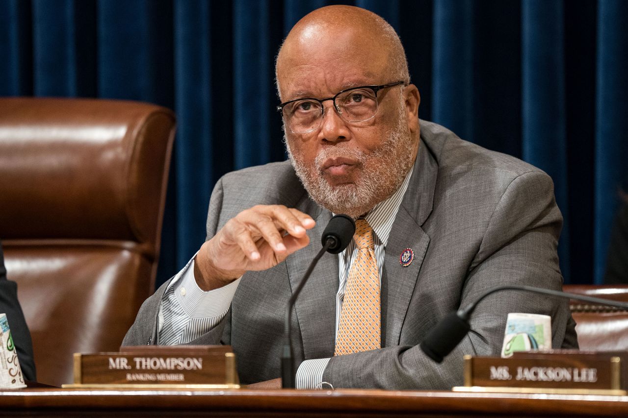 Rep. Bennie Thompson is seen before a House Homeland Security Committee hearing titled "Havoc in the Heartland: How Secretary Mayorkas' Failed Leadership Has Impacted the States," at the US Capitol on January 10 in Washington, DC. 