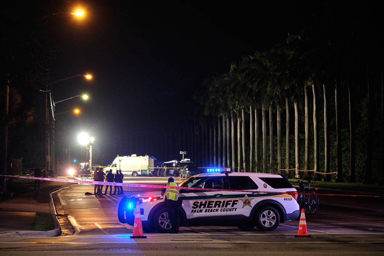 Law enforcement outside the Trump International Golf Club in West Palm Beach, Florida on September 15.