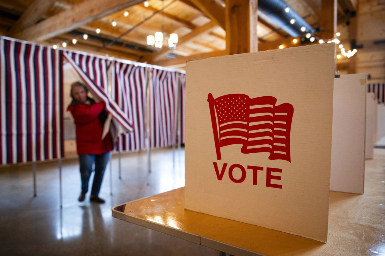 A voter casts their ballot at a polling location in Concord, New Hampshire, on Tuesday.