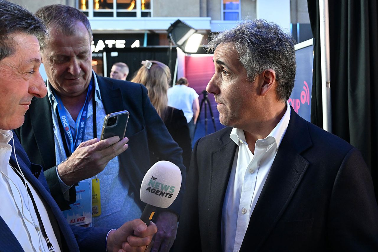 President Donald Trump’s former personal attorney Michael Cohen is seen on Tuesday, August 20, during the DNC in Chicago.