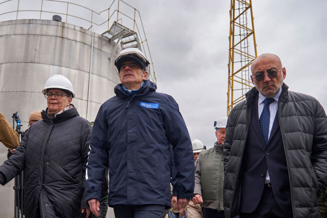 IAEA Director General Rafael Grossi visits the Russian-controlled Zaporizhzhia nuclear power plant in southern Ukraine on March 29. 