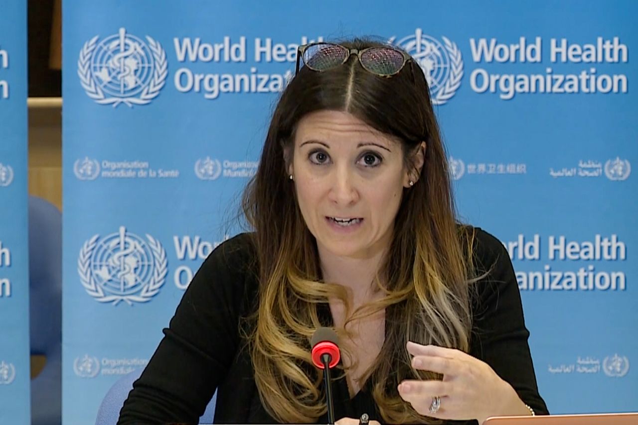 A screengrab taken from a video released by the World Health Organization shows WHO Technical Lead Maria Van Kerkhove speaking at a virtual news briefing on COVID-19 from the WHO headquarters in Geneva, on Monday, April 6.