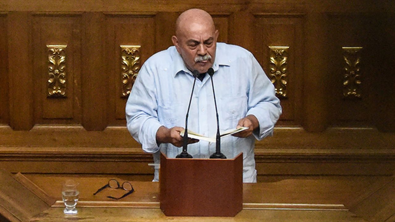  Dario Vivas speaks during a session of the National Assembly on September 24, 2019 in Caracas, Venezuela. 