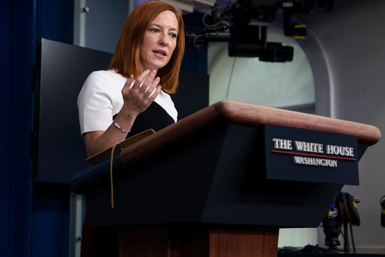 White House press secretary Jen Psaki speaks during a press briefing at the White House on February 23 in Washington, DC.