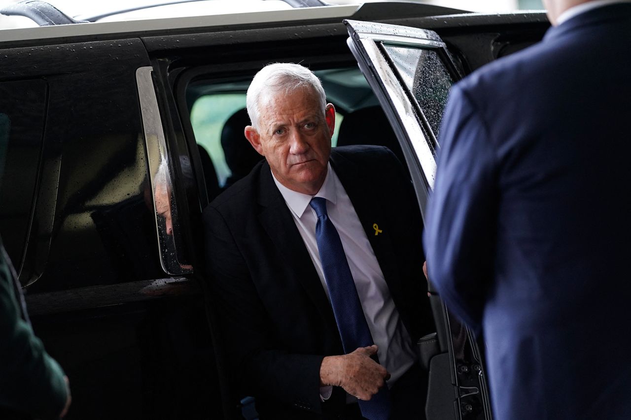 Israeli war cabinet member Benny Gantz arrives at the US State Department ahead of a meeting with Secretary of State Antony Blinken on March 5.