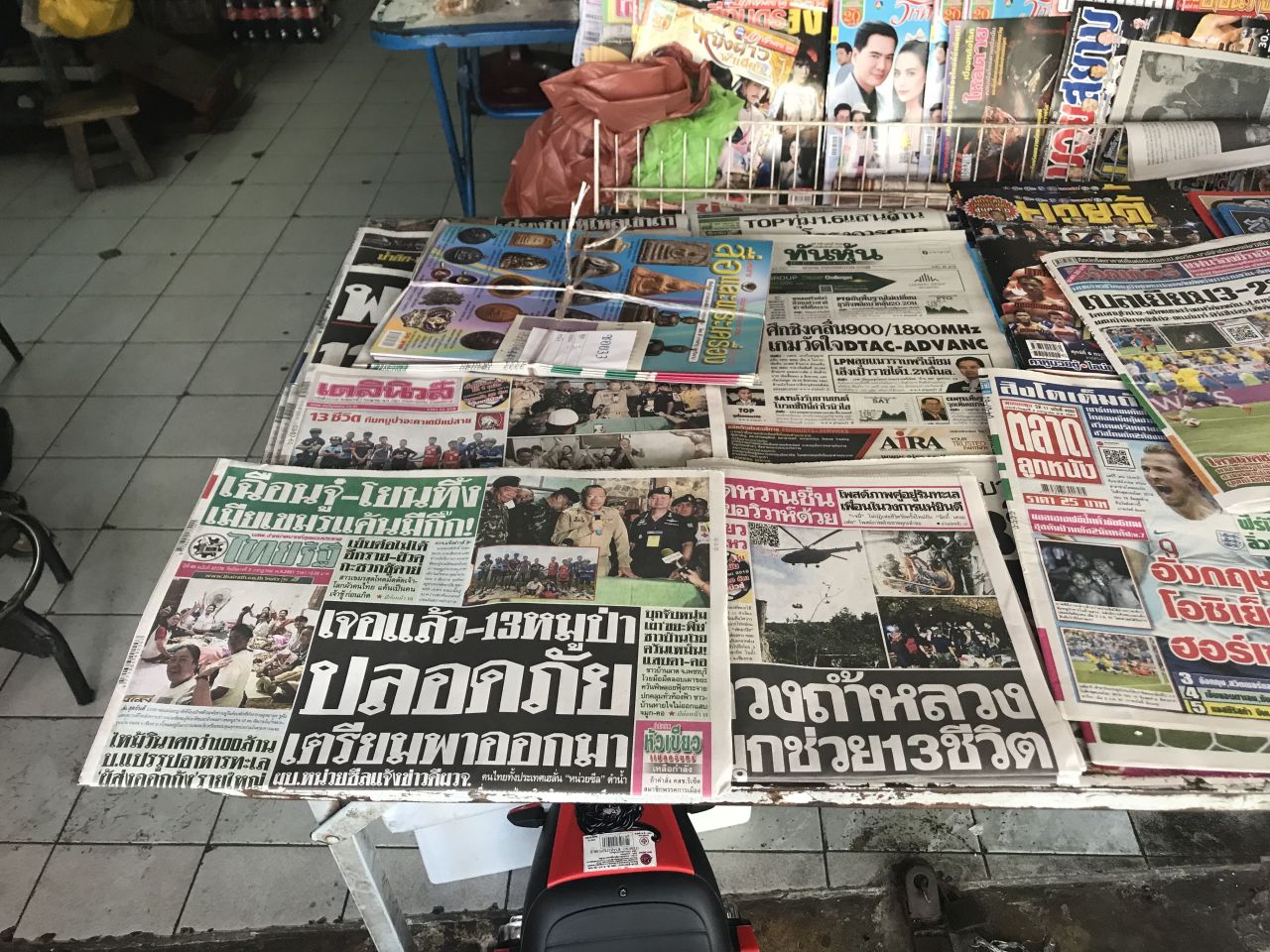 Thai-language newspapers in Bangkok on Tuesday.