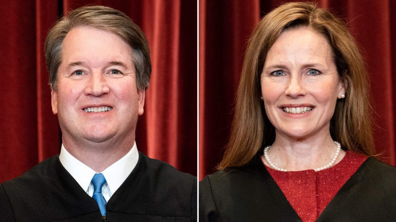 Supreme Court Justices Brett Kavanaugh and Amy Coney Barrett.