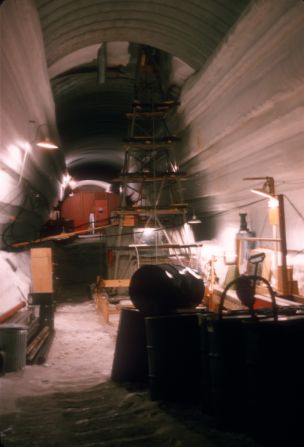 Building work is seen in a side tunnel. Maintaining the tunnels took up enormous effort and expense.