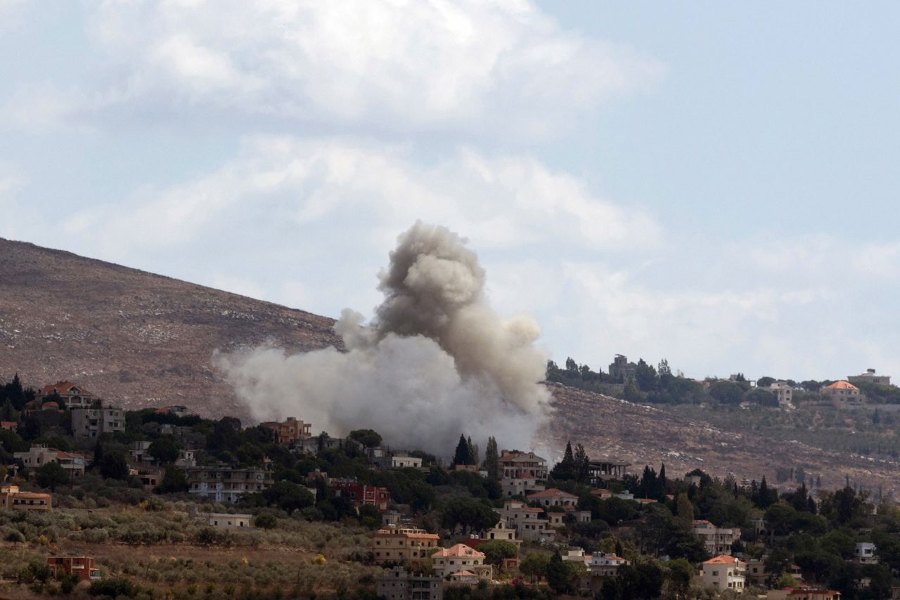 Smoke billows from the site of an Israeli airstrike in southern Lebanon on September 19. 