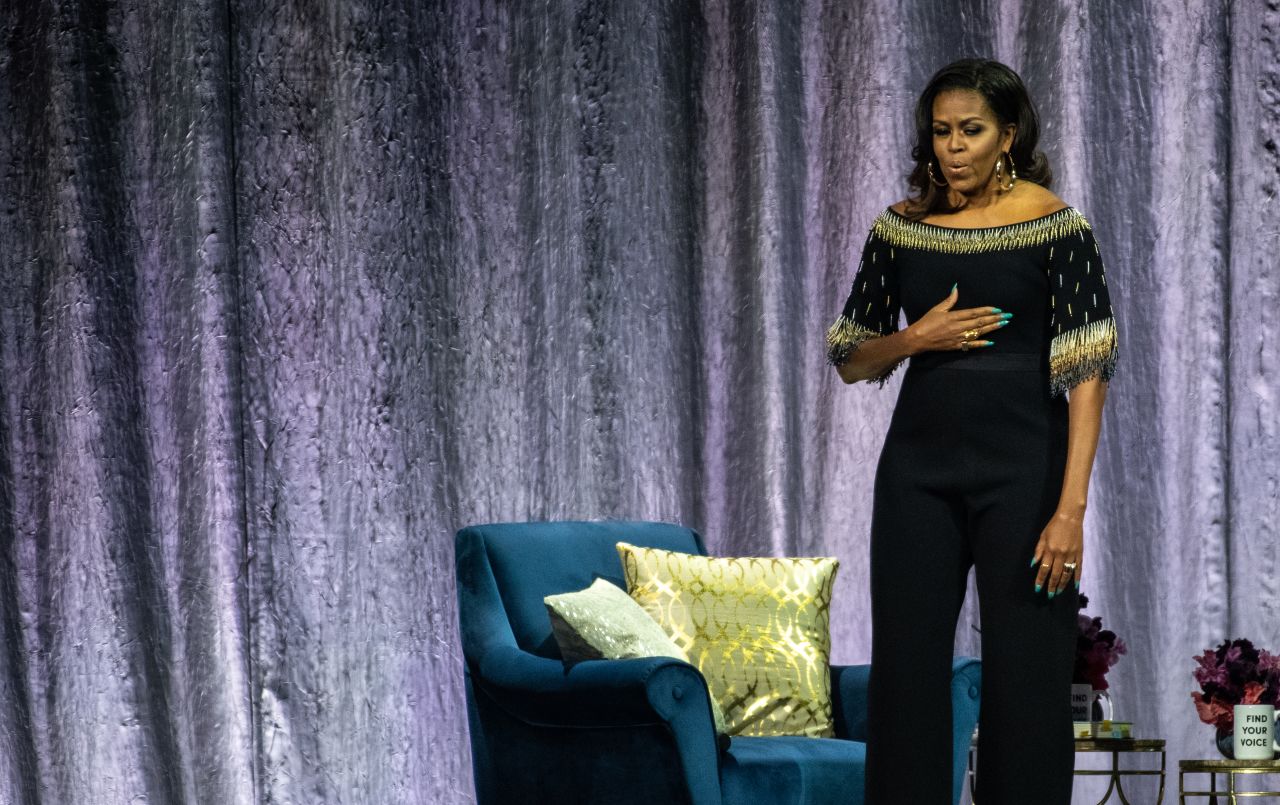 Michelle Obama, seen in London at an earlier stop of her "Becoming: An Intimate Conversation With Michelle Obama" tour.