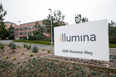 A sign outside the headquarters of Illunina, Inc, in San Diego, California.