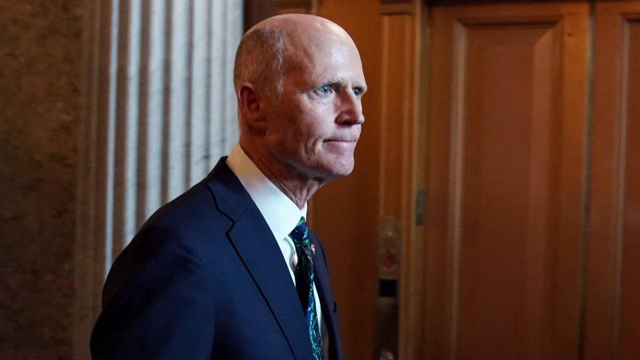 US Sen. Rick Scott walks through the US Capitol on November 29.
