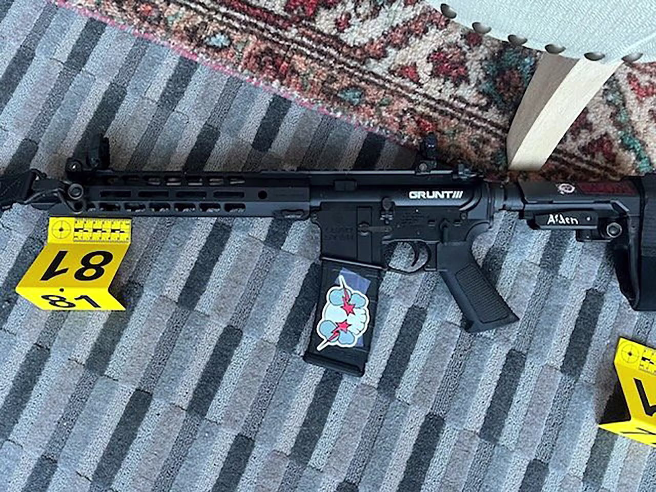 A weapon allegedly used at the Covenant School by the mass shooting suspect is seen in Nashville, Tennessee, U.S. on March 27.