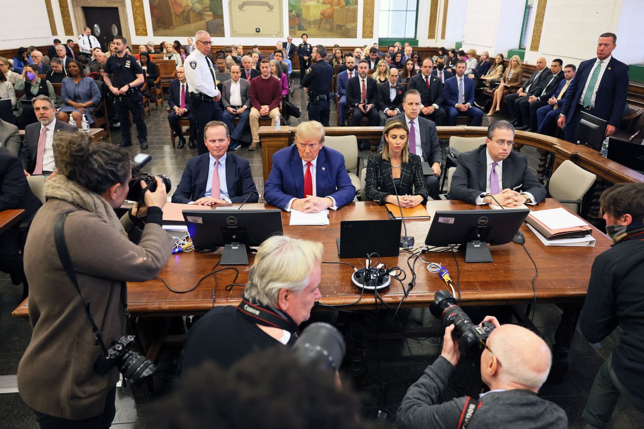 Former President Donald Trump sits in New York State Supreme Court during his civil fraud trial on January 11, 2024 in New York City.