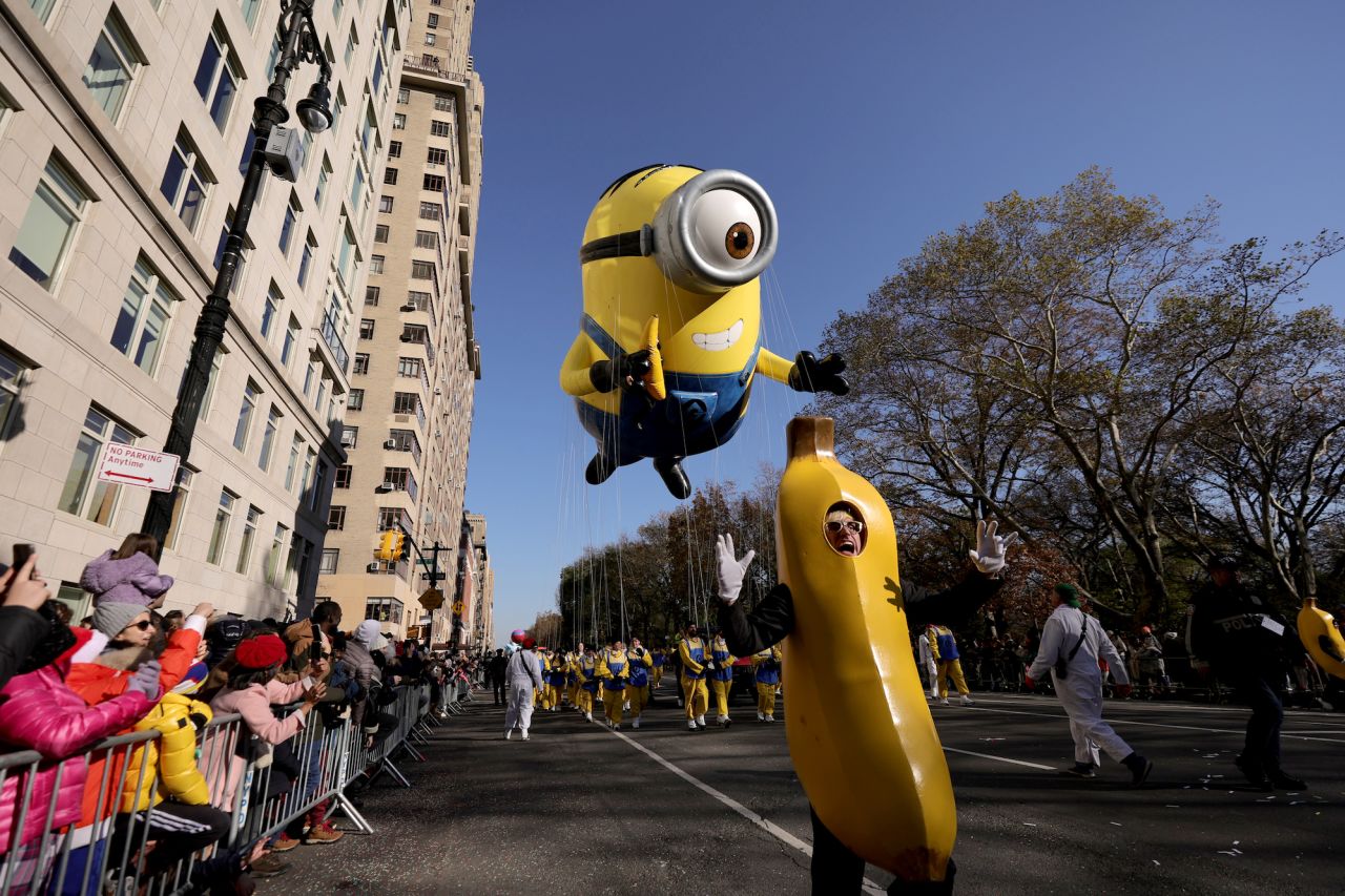 A view of a Minion balloon during the 2022 Macy's Thanksgiving Day Parade.
