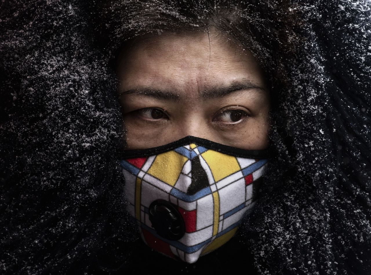 A woman wears a face mask on February 6, 2020 in Beijing, China.