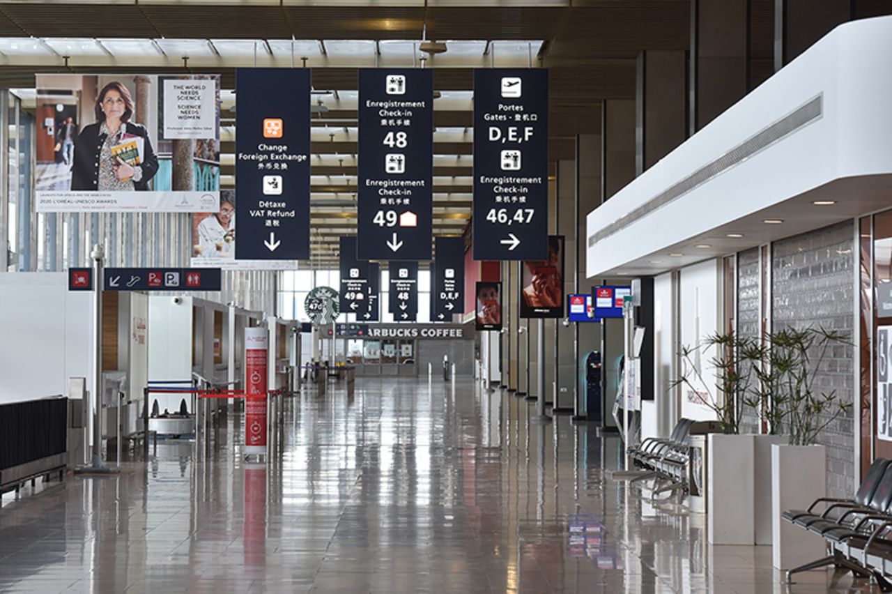 An empty Terminal 4 at Orly Airport is seen on March 29, in Orly, France. 