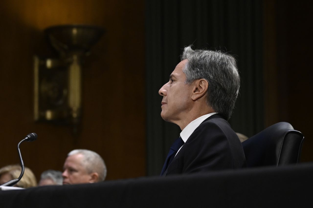 Antony Blinken speaks during a United States Senate Committee on Appropriations hearing in Washington, DC, on October 31. 